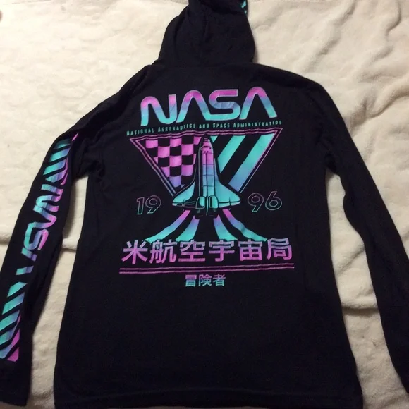 NASA Vintage Inspired LS Hooded T shirt Size Sm - Picture 3 of 3